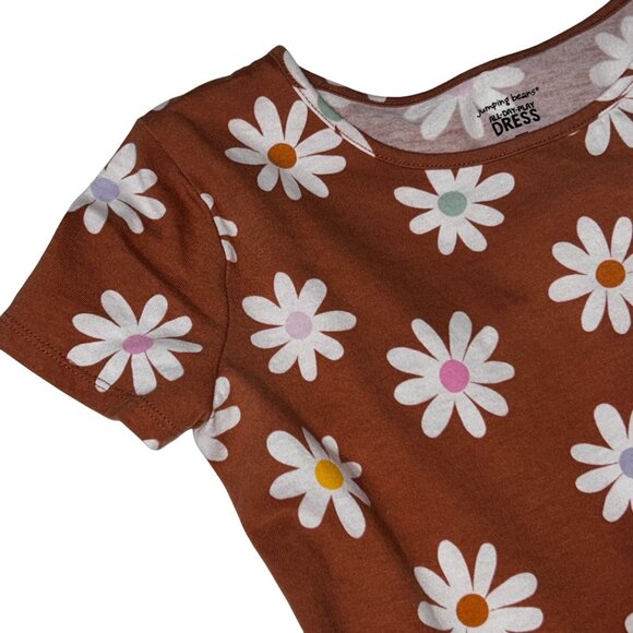 Girls Terracotta Daisy Print Sz 12 Jumping Beans Casual Short Sleeve Dress 1694 - Picture 3 of 4